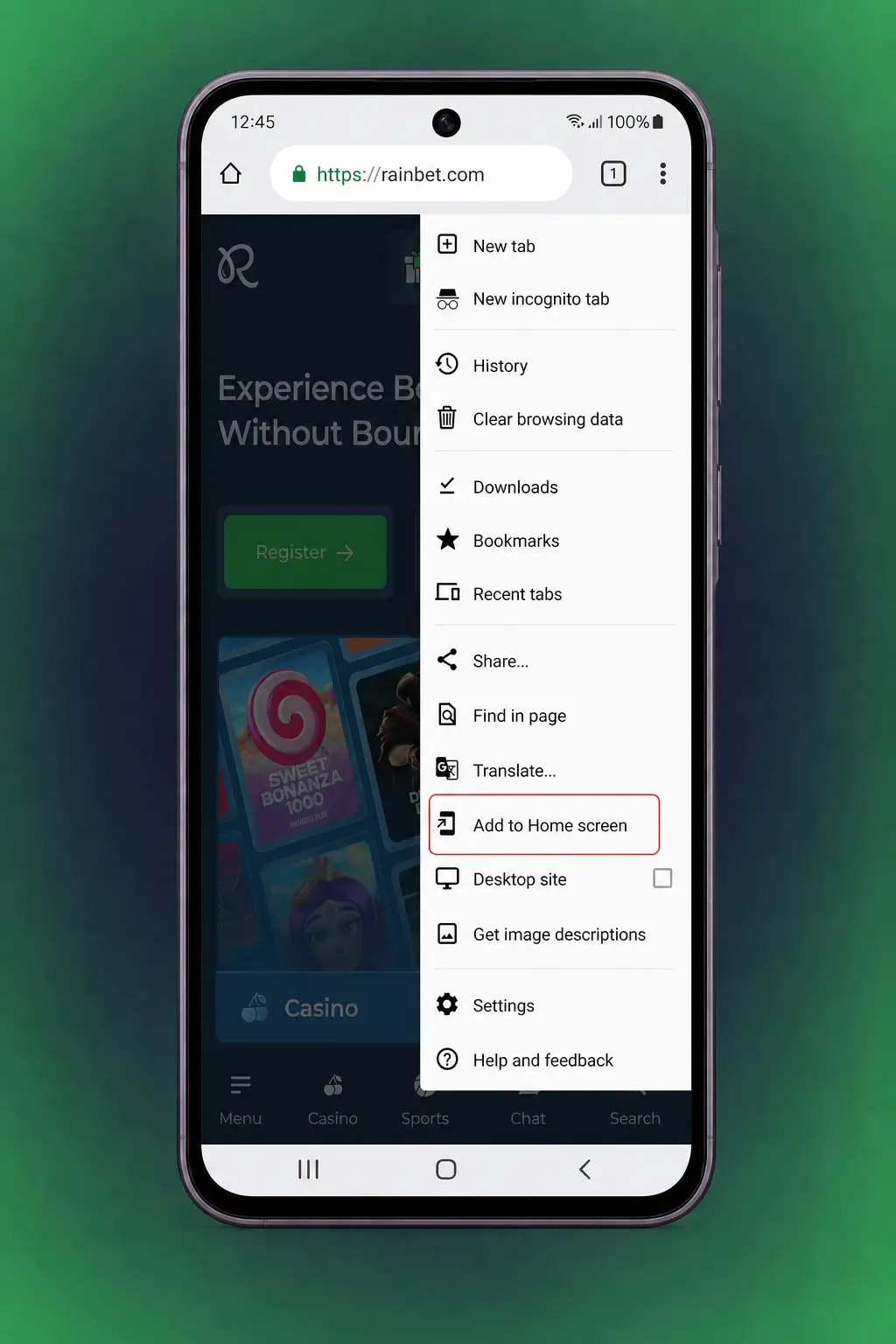 Step-by-step guide showing how to download and install the Rainbet APK on an Android device in Canada