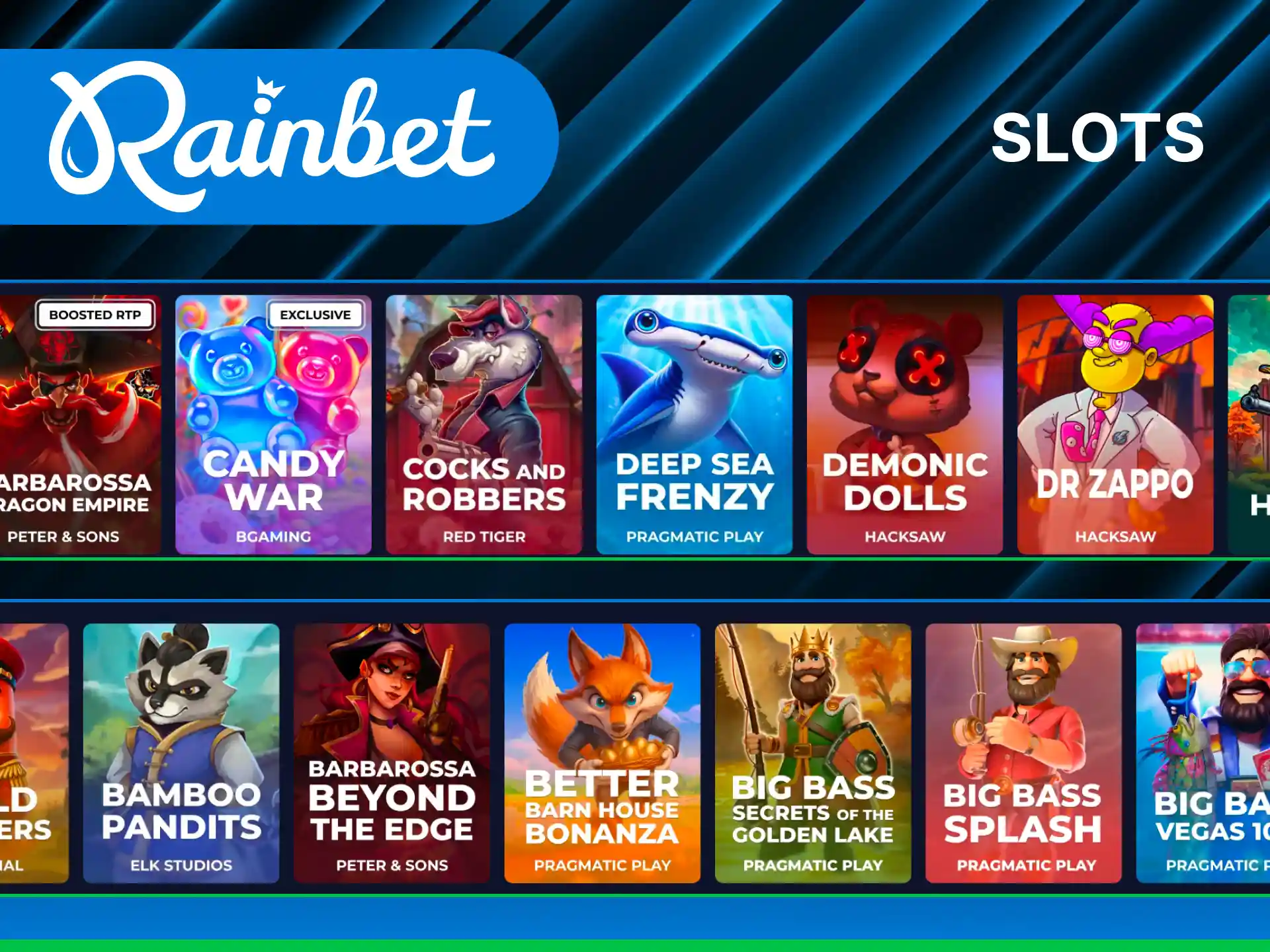 Spin exciting online casino slots at Rainbet for massive winning chances.